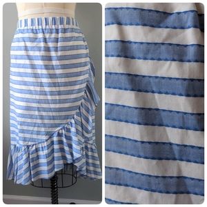 Blue and white cotton ruffle skirt M